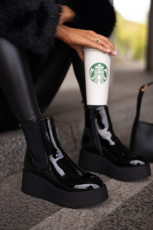 su lako efektu Moteriški aulinukai su platforma I Koturnie pašiltinti Juodos spalvos Wloedia