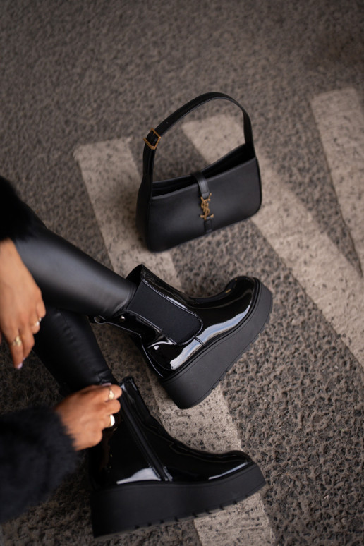 su lako efektu Moteriški aulinukai su platforma I Koturnie pašiltinti Juodos spalvos Wloedia