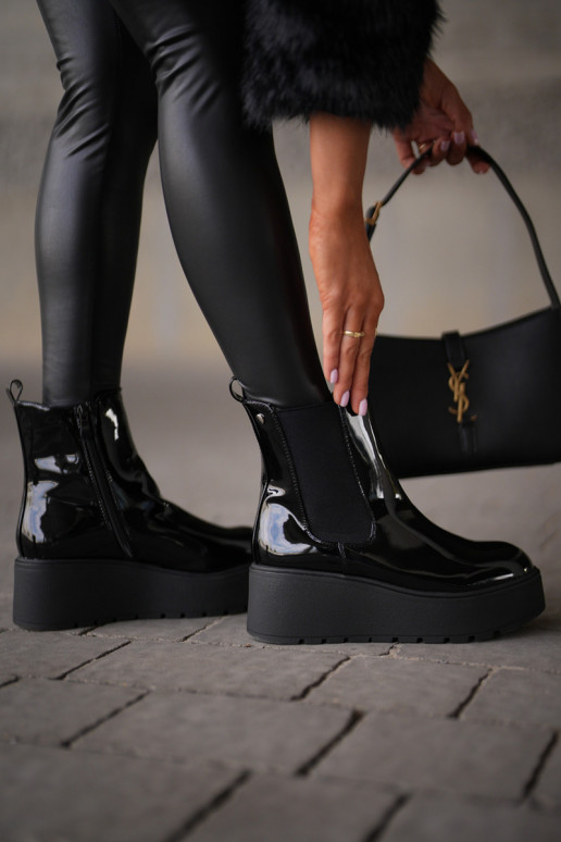 su lako efektu Moteriški aulinukai su platforma I Koturnie pašiltinti Juodos spalvos Wloedia