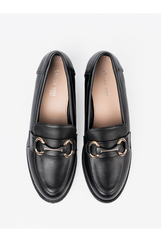 Juodos spalvos moteriški pusbačiai z elegancką sprzączką Juodos spalvos moteriški pusbačiai z elegancką sprzączką