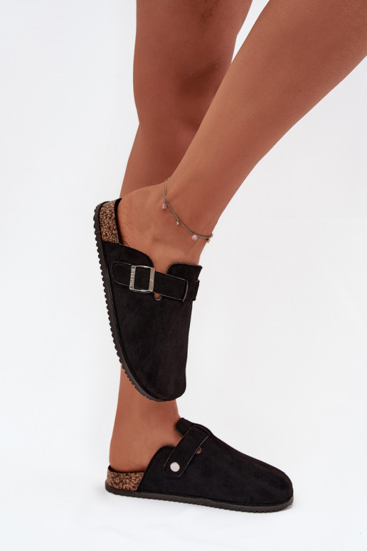 Šlepetės   su platforma sidabro spalvos su sagtimis Big Star SS274736 Juodos spalvos