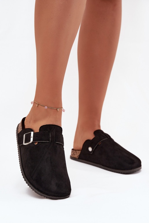 Šlepetės   su platforma sidabro spalvos su sagtimis Big Star SS274736 Juodos spalvos