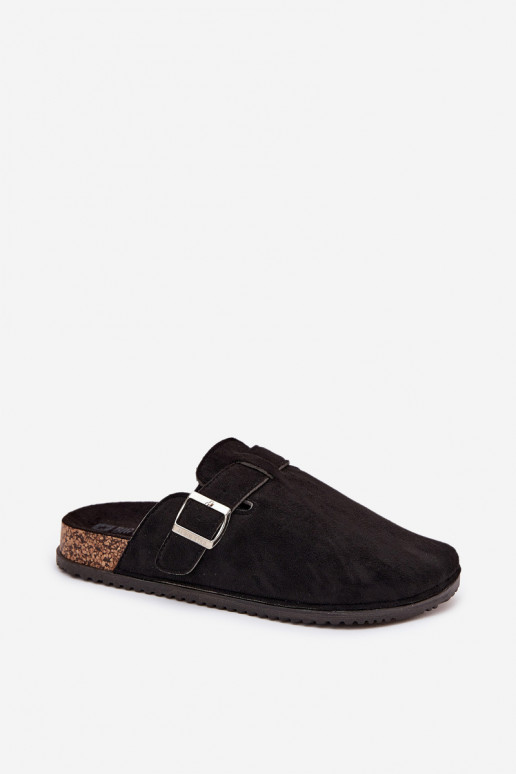 Šlepetės   su platforma sidabro spalvos su sagtimis Big Star SS274736 Juodos spalvos