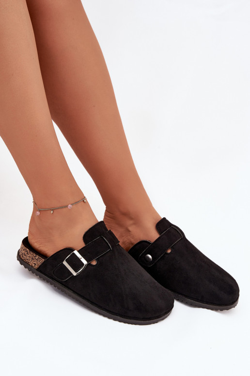 Šlepetės   su platforma sidabro spalvos su sagtimis Big Star SS274736 Juodos spalvos