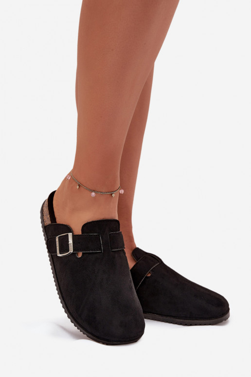 Šlepetės   su platforma sidabro spalvos su sagtimis Big Star SS274736 Juodos spalvos