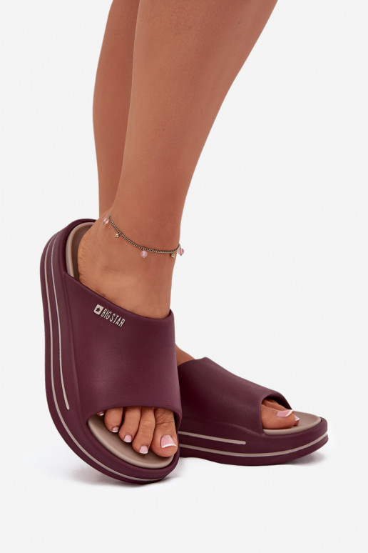 Moteriškos šlepetės su platforma Big Star SS274425 bordo spalvos