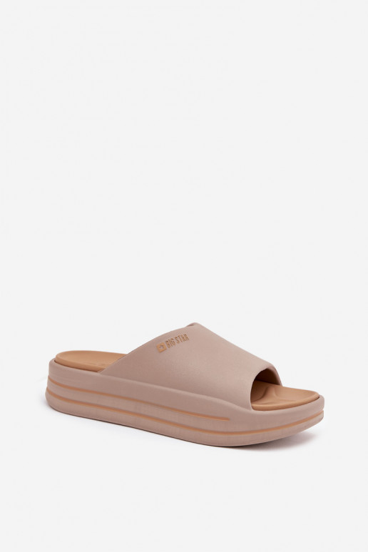 Moteriškos šlepetės su platforma Big Star SS274424 smėlio spalvos