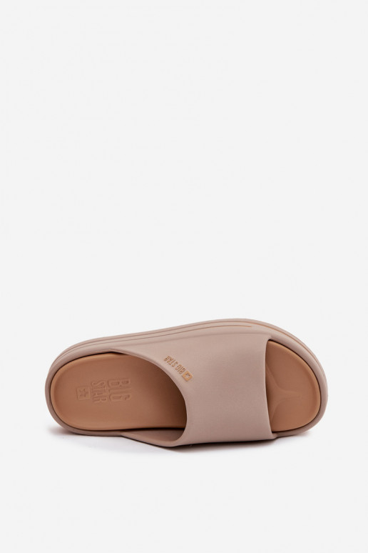 Moteriškos šlepetės su platforma Big Star SS274424 smėlio spalvos