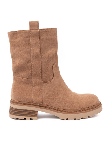 Minimalistyczne batai kamelowe z miękkiego zamszu