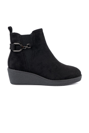 iš zomšos batai juodos spalvos z elastyczną wstawką