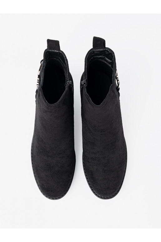 iš zomšos batai juodos spalvos z elastyczną wstawką