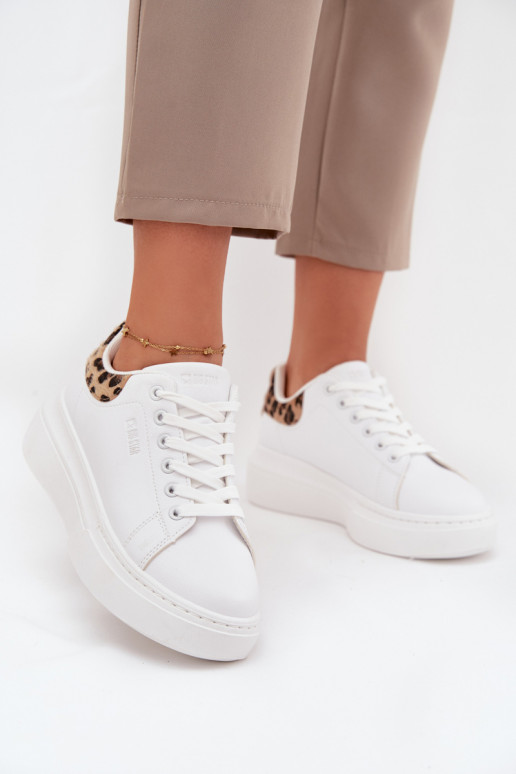 Moteriški balti sneakers stiliaus batai su platforma Big Star SS274247 ir leopardo kailio raštais