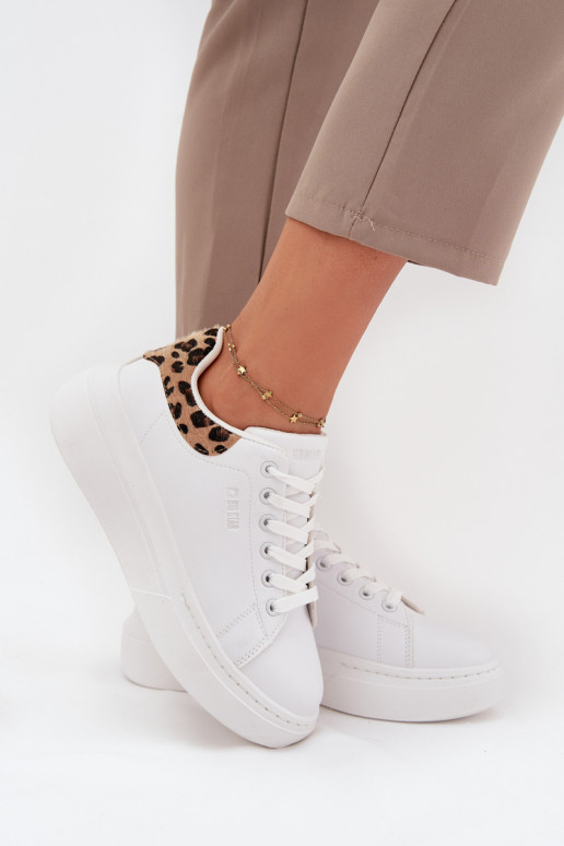 Moteriški balti sneakers stiliaus batai su platforma Big Star SS274247 ir leopardo kailio raštais