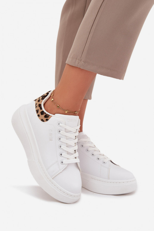 Moteriški balti sneakers stiliaus batai su platforma Big Star SS274247 ir leopardo kailio raštais