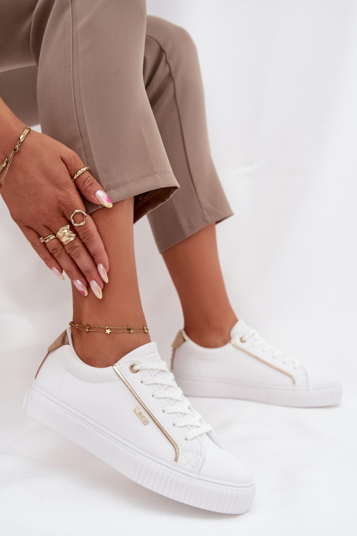   modelio batai iš eko odos Big Star SS274026 Baltos-aukso spalvos