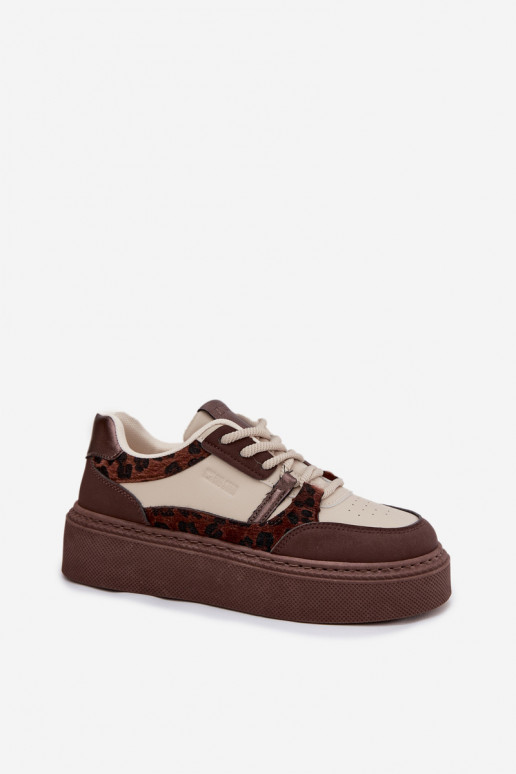 modelio batai su platforma Big Star SS274356 su leopardo kailio raštais rudos-smėlio spalvos   modelio batai su platforma Big Star SS274356 su leopardo kailio raštais rudos-smėlio spalvos