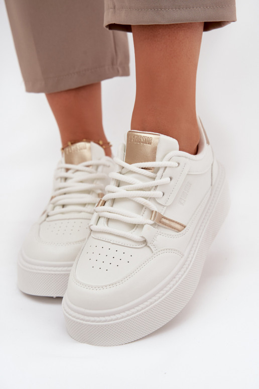 Moteriški baltos spalvos sneakers stiliaus batai su platforma Big Star SS274359