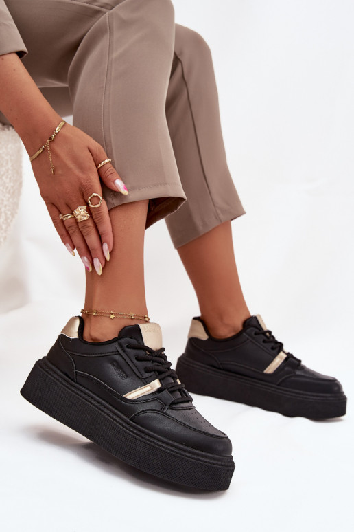 Moteriški juodos spalvos sneakers stiliaus batai su platforma Big Star SS274360