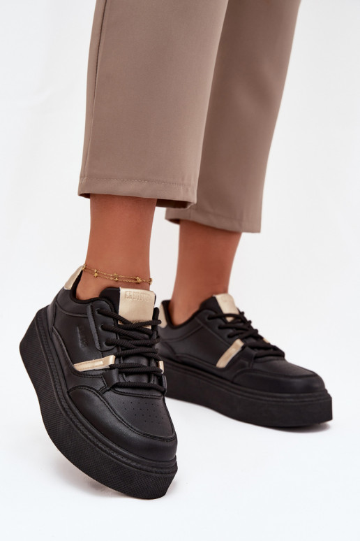 Moteriški juodos spalvos sneakers stiliaus batai su platforma Big Star SS274360