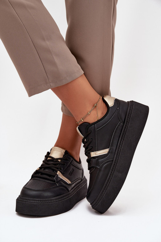 Moteriški juodos spalvos sneakers stiliaus batai su platforma Big Star SS274360