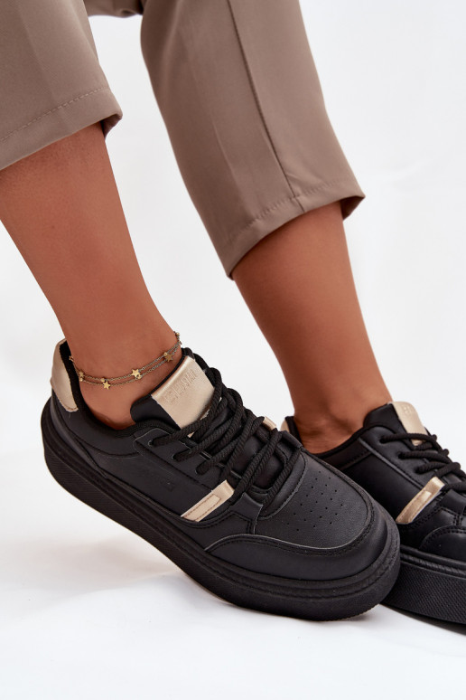 Moteriški juodos spalvos sneakers stiliaus batai su platforma Big Star SS274360