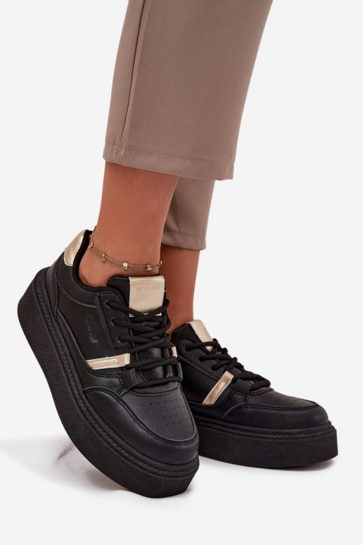 Moteriški juodos spalvos sneakers stiliaus batai su platforma Big Star SS274360