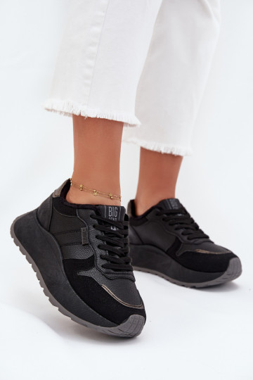 pašiltinti  modelio batai  su platforma Big Star SS274007 HI-POLY SYSTEM Juodos spalvos
