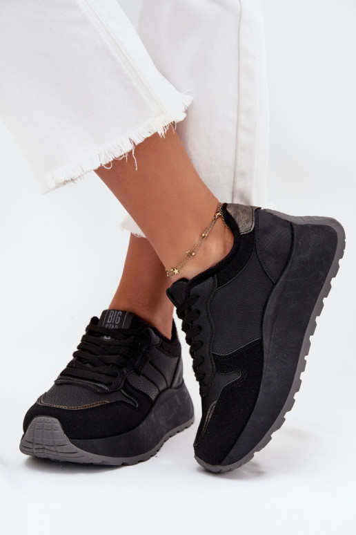 pašiltinti  modelio batai  su platforma Big Star SS274007 HI-POLY SYSTEM Juodos spalvos