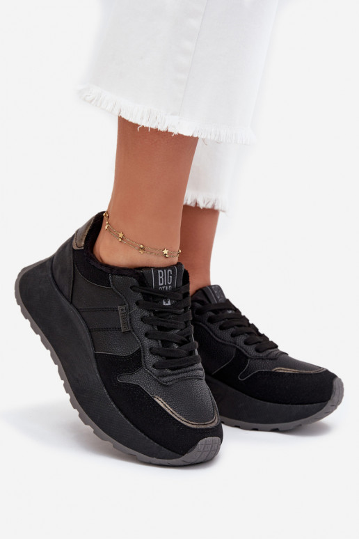 pašiltinti  modelio batai  su platforma Big Star SS274007 HI-POLY SYSTEM Juodos spalvos