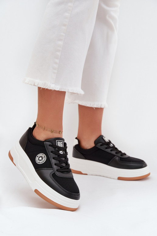 Juodos spalvos moteriški sneakers stiliaus batai su platforma Big Star RR274573 HI-POLY SYSTEM