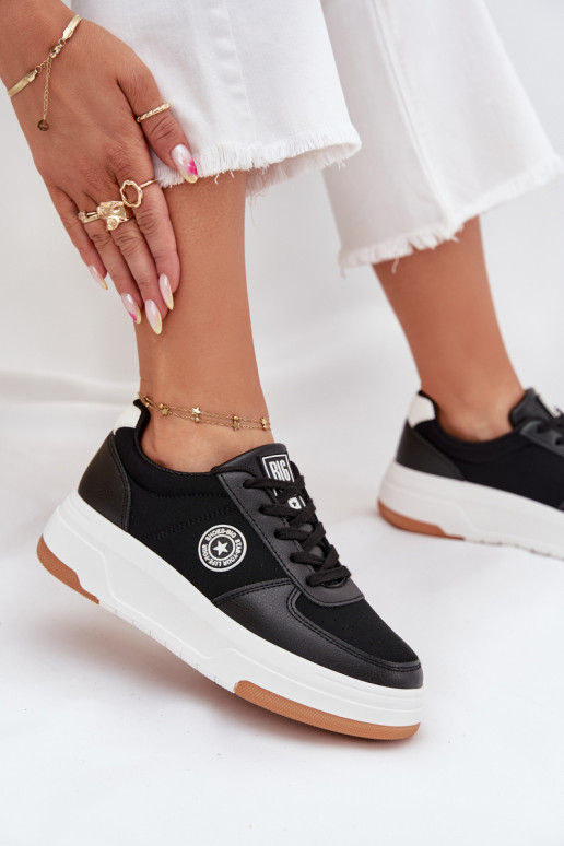 Juodos spalvos moteriški sneakers stiliaus batai su platforma Big Star RR274573 HI-POLY SYSTEM