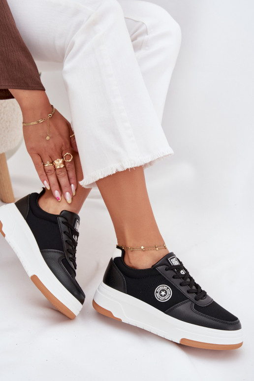 Juodos spalvos moteriški sneakers stiliaus batai su platforma Big Star RR274573 HI-POLY SYSTEM