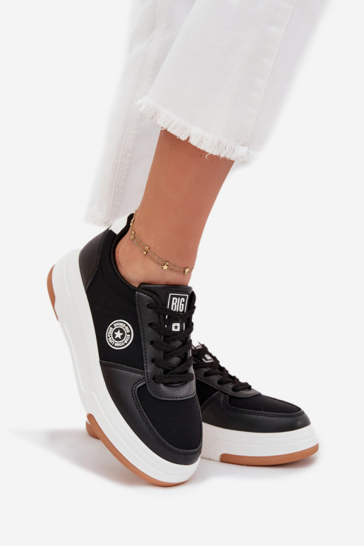 Juodos spalvos moteriški sneakers stiliaus batai su platforma Big Star RR274573 HI-POLY SYSTEM