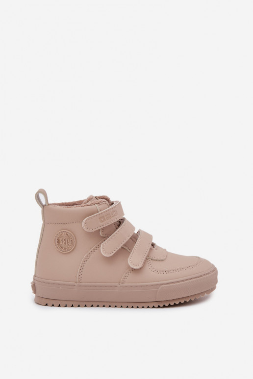 Pašiltinti vaikiški smėlio spalvos sneakers stiliaus aulinukai su lipniais užsegimais Big Star SS374072