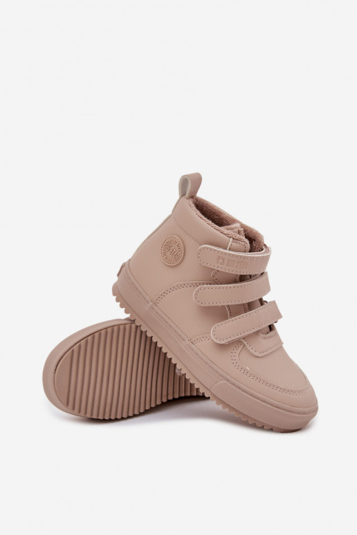 Pašiltinti vaikiški smėlio spalvos sneakers stiliaus aulinukai su lipniais užsegimais Big Star SS374072