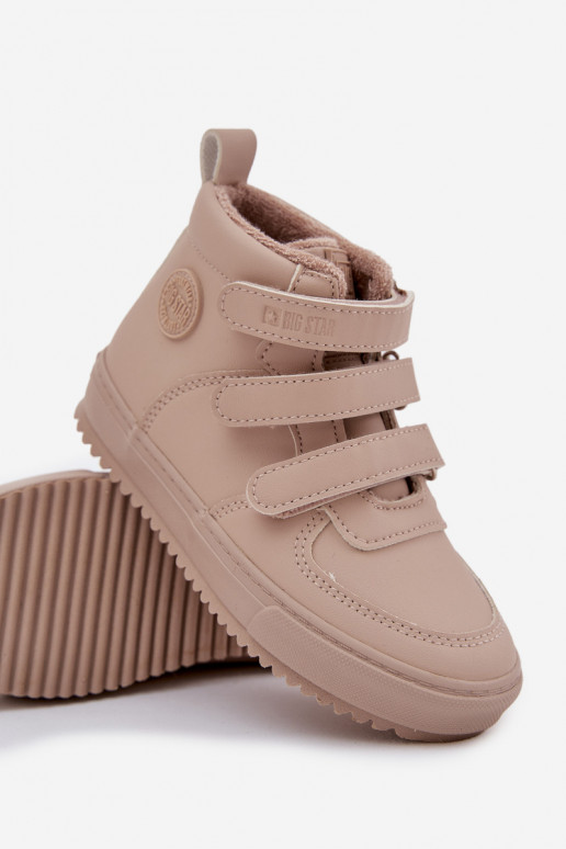 Pašiltinti vaikiški smėlio spalvos sneakers stiliaus aulinukai su lipniais užsegimais Big Star SS374072