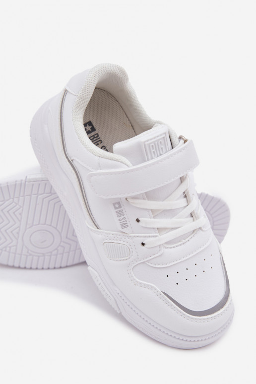 Vaikiški baltos spalvos sneakers stiliaus batai su lipniais užsegimais Big Star SS374042