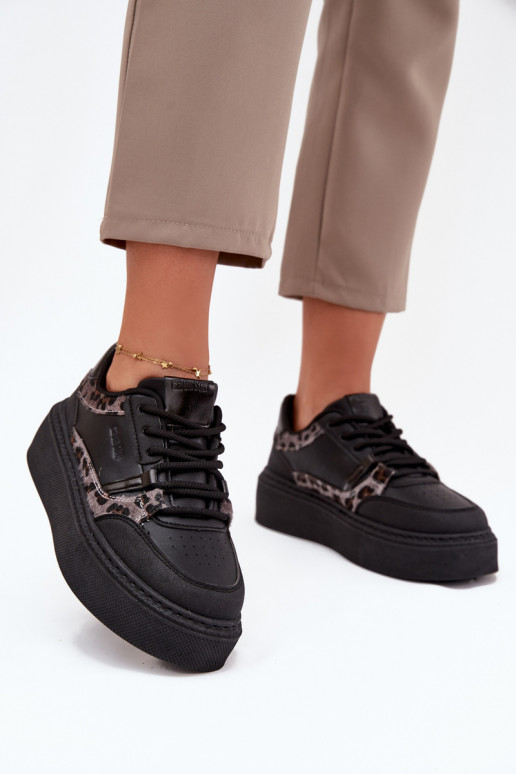   modelio batai su platforma Big Star SS274358 su leopardo kailio raštais Juodos spalvos