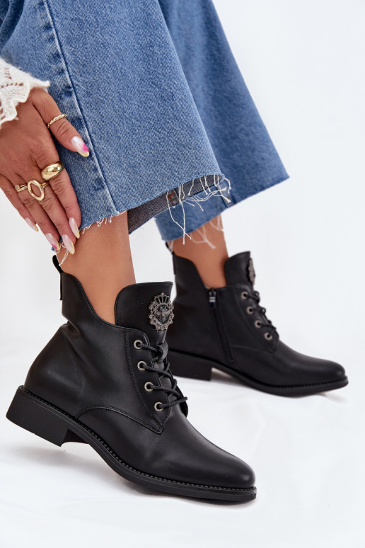 žemakulniai batai moterims su plačiais kulniukais  Detalem pašiltinti Juodos spalvos Cylira