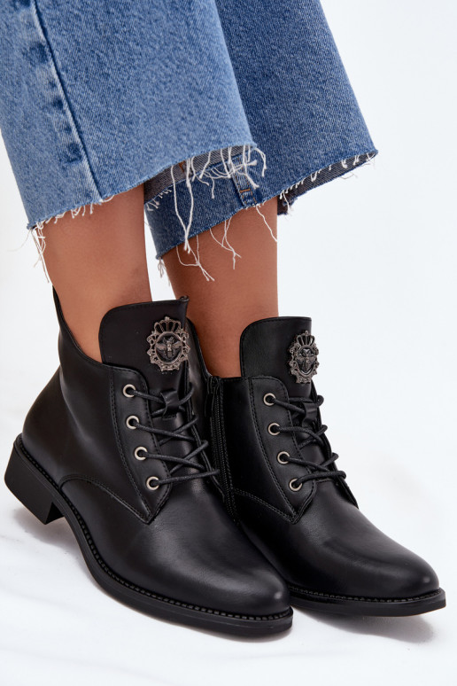 žemakulniai batai moterims su plačiais kulniukais  Detalem pašiltinti Juodos spalvos Cylira