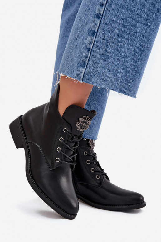 žemakulniai batai moterims su plačiais kulniukais  Detalem pašiltinti Juodos spalvos Cylira