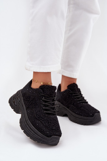 modelio batai  su tviskančiomis akutėmis ir kailiuku Typu Baranek Juodos spalvos Zarika 2