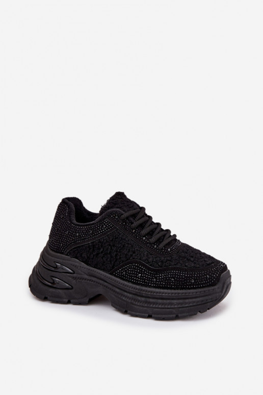 modelio batai  su tviskančiomis akutėmis ir kailiuku Typu Baranek Juodos spalvos Zarika  modelio batai  su tviskančiomis akutėmis ir kailiuku Typu Baranek Juodos spalvos Zarika