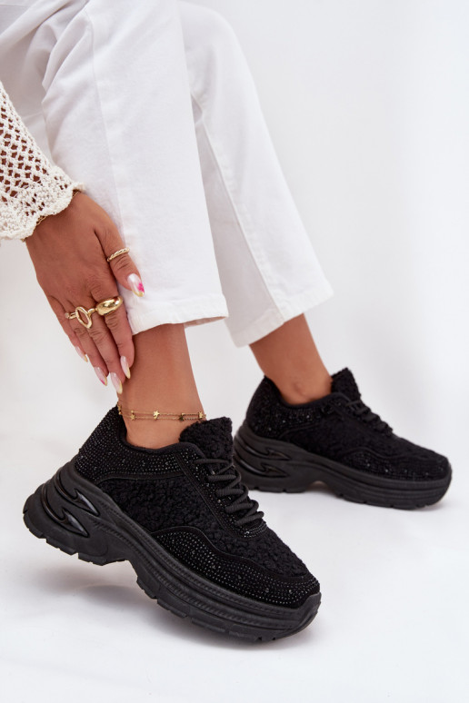 modelio batai  su tviskančiomis akutėmis ir kailiuku Typu Baranek Juodos spalvos Zarika  modelio batai  su tviskančiomis akutėmis ir kailiuku Typu Baranek Juodos spalvos Zarika