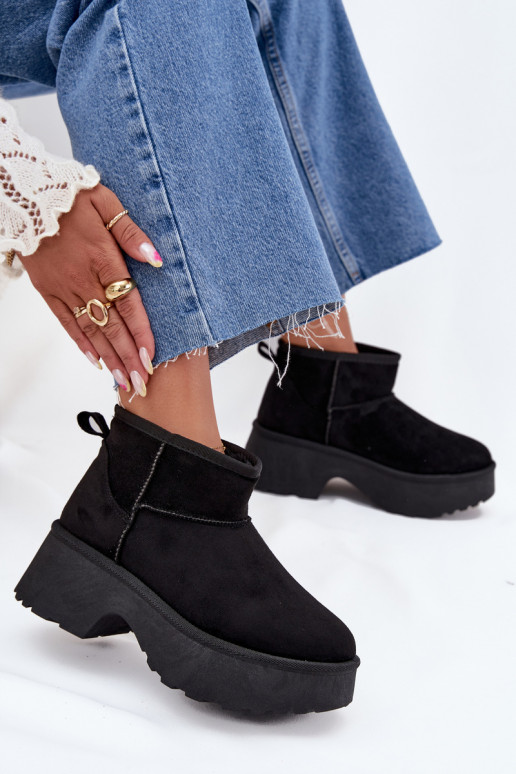 sniego batai  Įsispiriamo modelio pašiltinti su kailiuku viduje Juodos spalvos Mavelle