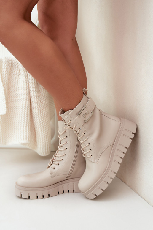 Moteriški aulinukai su platforma  Detalem pašiltinti dramblio kaulo spalvos Lyrana