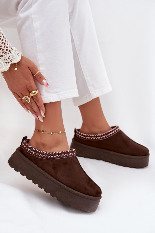  sniego batai  Z Haftem su platforma Czekoladowe Narirya