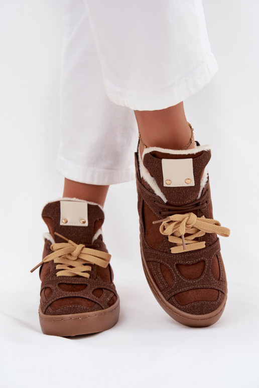  modelio batai  su platforma pašiltinti su kailiuku viduje rudos spalvos Solvia