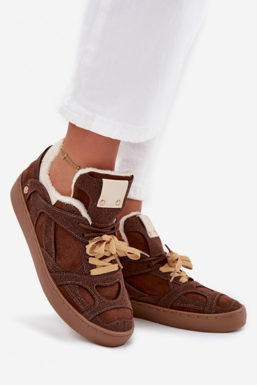  modelio batai  su platforma pašiltinti su kailiuku viduje rudos spalvos Solvia