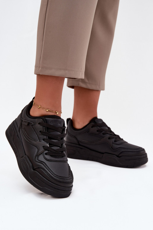 Moteriški juodi Sneakers modelio batai su platforma Big Star SS274589 HI-POLY SYSTEM